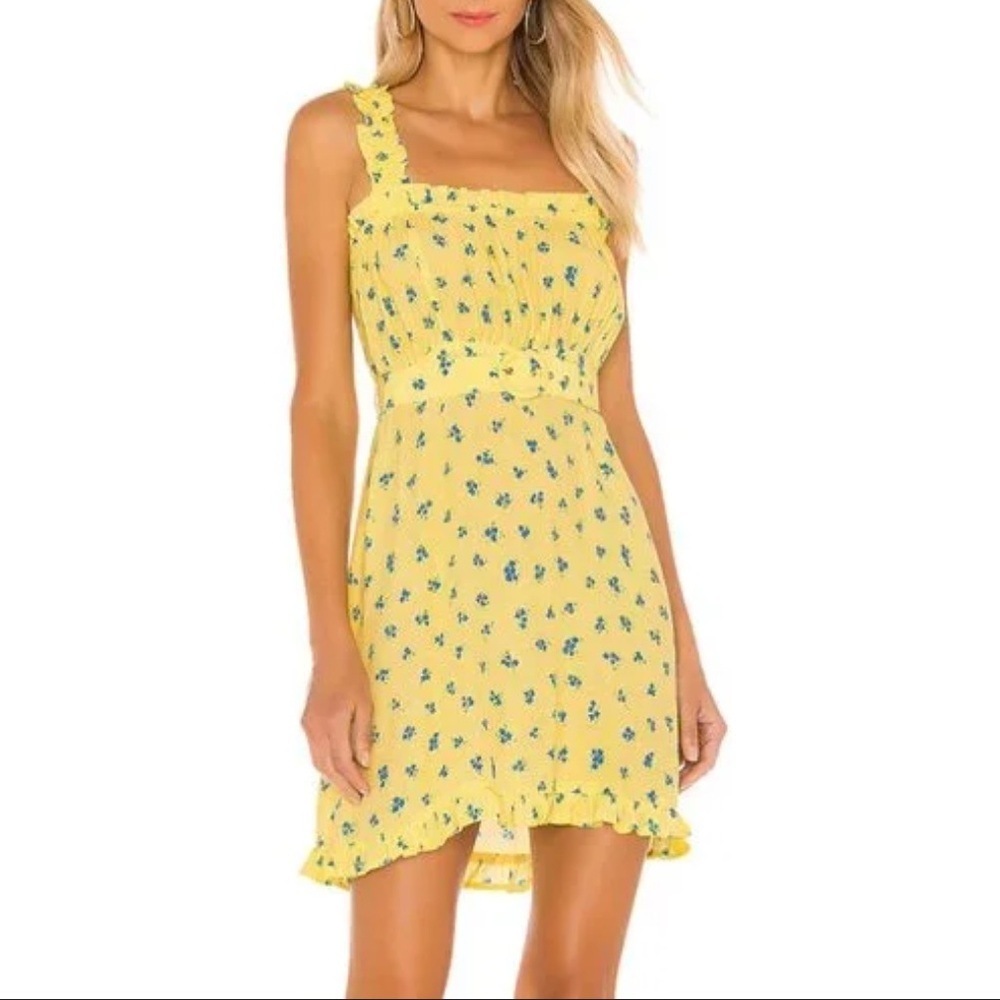 Faithfull the Brand Luda Lemon Mini Dress
